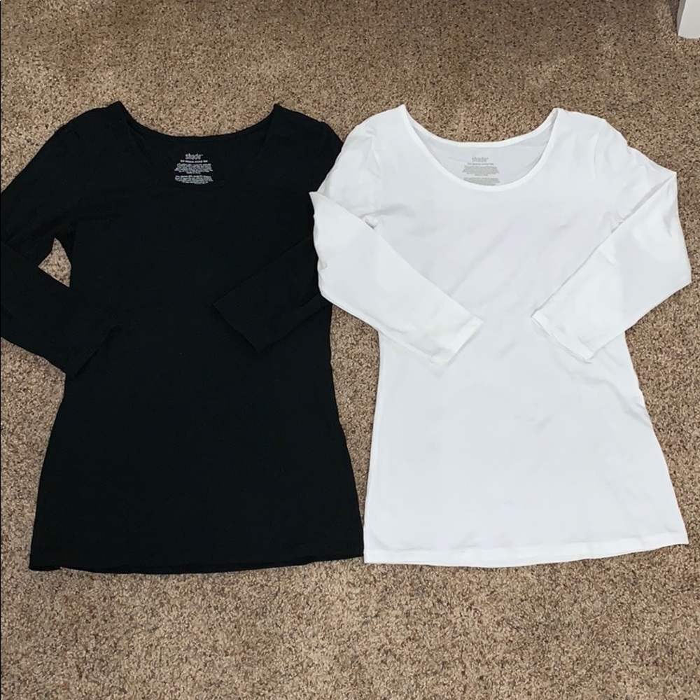 2 Shade 3/4 Sleeve Scoop Tee’s